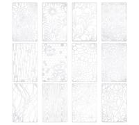 UNICRAFTALE 12 Pochoirs Réutilisables 12 Styles Pour Artisanat Texturés Plastique Toile d'Araignée Modèles Blanc Gabarits Superposés Grains Floraux DIY Album Mémoire