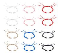 UNICRAFTALE 12pcs 6 Couleurs Bracelets en Fil de Nylon Semi Cordon Tressé Ajustable avec Anneau Doré pour Création de Bijoux DIY 28.5mm de Long
