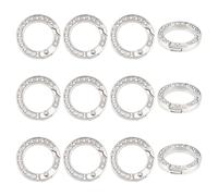 UNICRAFTALE 12pcs Mousqueton Rond Anneaux Porte Clé Alliage avec Anneaux Strass Anneaux O à Ressort Métal Strass 25mm Clip Platine Ressort à Ressort Rond Porte-Clés Boucle Anneaux de Porte pour Bijoux