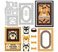 UNICRAFTALE 13Pcs Empreintes De Pattes Arrière Plan Acier Au Carbone Dies De Découpe Pochoirs Animaux Chiens Dies De Découpe Pour Création Carte Corgi Gaufrage Papier Dies Pochoirs Pour Album Photo