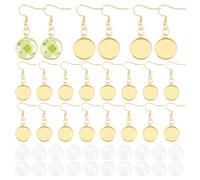 UNICRAFTALE 15 paire Boucles D'Oreilles Pendantes Acier Inoxydable Plaquées Or 18 carats Boucles D'Oreilles Cabochon Plateau de Lunette de Boucle D'Oreille Ronde avec Cabochons pour Boucles D'Oreilles