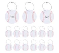 UNICRAFTALE 15 Pièces Étiquettes Bagages Balles Sportives Baseball en PVC Étiquettes Nom avec 15 Chaînettes Câble Acier Inoxydable pour Valise Sac de Voyage Hommes Femmes