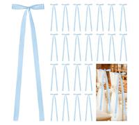 UNICRAFTALE 15 pièces Nœud Papillon Bleu Clair pour Chaise en Polyester Ruban Satin Mini Élégant pour Cérémonie DIY Couture Mariage Anniversaire Fête 90x25cm