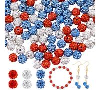 UNICRAFTALE 150 pièce Perles de Strass Bicolores 3mm Boules Disco Rondes Rouges Bleues et Blanches en Argile à Paillettes Scintillantes pour la Fabrication de Bracelets de Boucles D'Oreilles de Bijoux