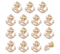 UNICRAFTALE 15Pcs Broches À Ancrage Dorées Épingles De Revers 21.5x18.5mm Broche Nautique À Glissière Accessoires Pour Manteau Coste Sac Dos Col Pour Femmes Hommes