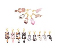 UNICRAFTALE 15pcs Marqueur de Point de Tricot en Forme de Chat en Émail Marqueur de Point de Verrouillage avec Fermoirs Mousquetons Amovibles pour le Tissage Accessoires de Couture Quilting de Bijoux