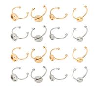 UNICRAFTALE 16 pcs 2 Couleurs Bague Cabochon Acier Inoxydable Support Bague Bague Vierge 6~8mm Bague Rond Base de Bague Bagues Réglables Bague Plateau Fabrication de Bague de Bijoux