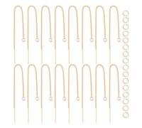 UNICRAFTALE 16 pcs Véritable Fil D'Oreille en Laiton Plaqué Or 18 carats avec 16 pcs Anneaux Ouverts Goutte Pendante Filetée Longue Chaîne Résultats de Fil D'Oreille pour Boucles D'Oreilles Bijoux