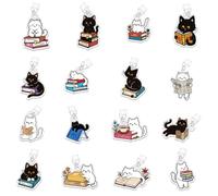 UNICRAFTALE 16 Pièces 16 Styles Bouchons Anti-Poussière Charmeurs Chats Mignons Ensemble De Charmes En Acrylique Pour Prise Type C De Protection Contre La Poussière Pour Liseuses Et Smartphones 3x2cm