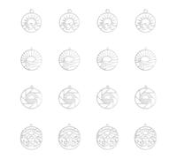UNICRAFTALE 16 Pièces 4 Styles Breloques Soleil Acier Inoxydable Métal Creux Plat Rond avec Breloques Soleil Vague Montagne pour Amoureux du Plein Air, Surfeurs et Grimpeurs, Idéal pour Bijoux