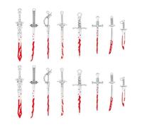 UNICRAFTALE 16 pièces 8 styles Breloque Halloween Alliage Émail Pendentifs Punk Boucle D'Oreille Breloques Figurines D'Anime Décoration Breloque pour Amateur de Livres Breloque Épée Rouge pour Bijoux
