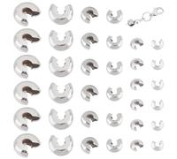 UNICRAFTALE 180 pièces 3 tailles 304 perles à Sertir Acier Inoxydable Couvre-Nœuds Demi-Rondes Perles Ouvertes Embout en Métal Petites Perles pour Bricolage Bracelet Fabrication de Bijoux Artisanaux