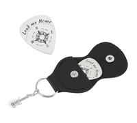 UNICRAFTALE 1pcs Porte-Clés Médiators de Guitare Médiators de Guitare Lead me Home Ensemble de Plectres de Guitare Acier Inoxydable avec Étui en Cuir PU pour Cadeaux de Musique Anniversaire