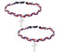 UNICRAFTALE 2 Colliers Croix Baseballs Cordon Tressé Triple Tornado 46 50cm Pendentif Métal Sportif Cadeaux pour Équipes et Amateurs de Baseball