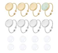 UNICRAFTALE 2 Couleurs 16 Pièces DIY Kit de Fabrication de Bagues en Dôme Vierge Réglable Demi-Rond Cabochon Bague Vierges Acier Inoxydable Manchette Ouverte Paramètres de Bague Vierges DIY Lunette