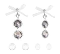 UNICRAFTALE 2 ensemble 2 styles Bouquet de Mariage Photo Breloque Mémoire Breloque Pendentif Lunette Cabochon Paramètres Bouquet Commémoratif Mariée Cadeau de Mariage pour la Fabrication de Bijoux