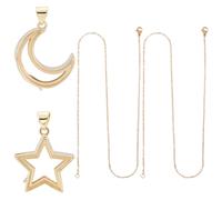 UNICRAFTALE 2 Ensemble Médaillon Photo Mémoire Or Kit Pendentif Étoile Cœur Charm avec Chaînes en Acier Inoxydable 304 45cm Boîtier Photo Lune Plateaux pour DIY Collier Cadeau 21x20x6mm