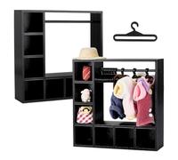 UNICRAFTALE 2 Ensembles Armoire Noire pour Vêtements de Poupée avec 20 Cintres Organisateur Miniature Garde Robe Plastique Modèle Micro Paysage Accessoires Maison de Poupée Décoration