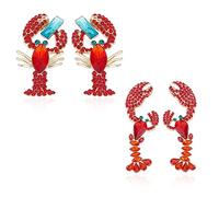 UNICRAFTALE 2 paire Boucles D'Oreilles Homard Boucles D'Oreilles à Tige Écrevisse Rouge Boucles D'Oreilles Mignonnes en Strass Écrevisse Boucles D'Oreilles Animaux de L'Océan Bijoux pour Femmes