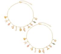 UNICRAFTALE 2 pièce Collier Or Sur le Thème de Océan Collier avec Pendentif Étoile de Mer et de Coquillage Accessoire de Plage Idéal pour L'Été Ou Comme Accessoire de Bijouterie pour Femme 39.5cm