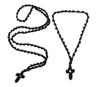 UNICRAFTALE 2 Pièces 2 Styles Chapelet Orthodoxe Chrétien Main Tressé avec 100 Nœuds Cordes de Prière Noires 52-130 cm Cordes Grecques Chrétiennes Polyester Croix Bénite Gland Charme pour Voiture