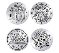 UNICRAFTALE 2 Pièces 2 Styles Pièces De Croissance De Fleurs Sauvages Pièce De Sobriété Florale en Acier Inoxydable avec Boîte Papel pour Prise De Décision Cadeau d'amour pour Femmes