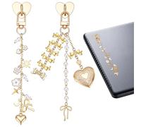 UNICRAFTALE 2 Pièces Charme Chaîne E-Reader Cœur Fleur Nœud Papillon Pendentif Livresque Ensemble Alliage Doré Chaînes Charmes Chaînes pour Kindle Liseuse Téléphone Femmes 162-168mm