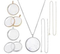 UNICRAFTALE 2 Pièces Médaillon Mémoire Kit Pendentif Médaillon Photo Avec Chaînes En Acier Inoxydable 304 45cm 2 Couleurs Cadre Rond Plateau Photo Pour Collier DIY Cadeau 36x29mm