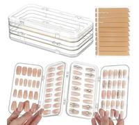 UNICRAFTALE 2 Pièces Porte Ongles Transparent Récipient de Rangement Art Ongle Empilable Rectangle 15.2x9.1x4.8cm Boîte Organisatrice Faux Ongles avec Étiquettes Bonus pour Tiroir de Coiffeuse Voyage