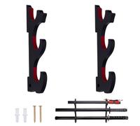 UNICRAFTALE 2 Pièces Support pour Épées à 3 Niveaux en Bois Ajustable Murale Porte Couteaux et Épées 24.4x7.8x1.2cm Noir Support Murale pour Épées Cadeau pour Collectionneurs de Sabres Lasers