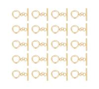 UNICRAFTALE 20 pcs Fermoirs à Bascule Acier Inoxydable 16mm Fermoir Bracelet Fermoir Toggle Ronds IQ Fermoirs à Barre en T Véritables Fermoirs à Bijoux Plaqués Or 18 carats avec Anneaux Ouverts