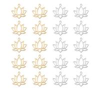 UNICRAFTALE 20 pièce 2 couleurs Breloques en Forme de Fleur de Lotus Acier Inoxydable Liens Creux Plats Métal Breloque de Yoga Fleur Découpée au Laser Pendentif de Boucle D'Oreille Pendante de Bijoux