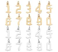 UNICRAFTALE 20 Pièces 2 Couleurs Pendentifs Numéros 1~9 Charmes en Acier Inoxydable 304 Charme Numéro Sport Pendentifs Collier Numéros Dorés Bijou Numérologie Cadeau Anniversaire Pour Bijoux 11mm Long