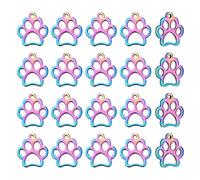 UNICRAFTALE 20 pièces Breloque Patte en Acier Inoxydable Breloque Chien Chat Empreinte Animale Pendentif Métal Charme 1.5mm Petit Trou Creux Pendentifs pour la Fabrication de Bijoux Artisanat