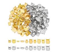 UNICRAFTALE 200 pièce 10 styles 2 couleurs Acier Inoxydable Paramètres de Griffes à Coudre pour Strass à Dos Plat Formes Mixtes Paramètres de Griffes en Strass Dorés pour la Fabrication de Bijoux