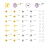 UNICRAFTALE 200 pièce 2 couleurs Clou Boucles D'Oreilles Tasse de Perles Acier Inoxydable pour Perles à Moitié Percées avec 200pcs écrous D'Oreilles Plastique pour Fabrication de Boucle D'Oreille 5mm