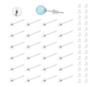 UNICRAFTALE 200 pièce Clou Boucle D'Oreille en Forme de Tasse de Perle Acier Inoxydable avec 200Pcs écrous D'Oreille Plastique pour Perles à Moitié Percées Plateau de Fabrication de Bijoux 3mm
