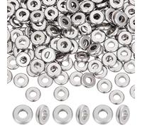 UNICRAFTALE 200 pièces 8mm Perles d'espacement Rondes Plates en Acier Inoxydable Perles en Vrac Petit Trou Perle d'espacement pour Collier à Faire soi-même Fabrication de Bijoux Artisanat, Trou 3.5mm