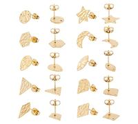 UNICRAFTALE 20pcs 10 Styles Golden Stud Boucle d’oreille en acier inoxydable Poteaux Hypoallergénique Rhombus Teardrop Stud Earring avec boucle pour la fabrication de bijoux DIY
