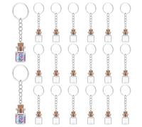 UNICRAFTALE 20pièce Mini Bouteille en Verre 2ml avec Couvercle en Liège Bocaux Transparents avec Porte Clés Métal Petits Bocaux avec Couvercles Bouteilles de Potion de Message pour Décoration Mariage