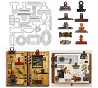 UNICRAFTALE 23Pcs Étampes Découpe Métal Vintage Trombone Plaque Porte Modèle Gaufrage 3D pour Cartes Scrapbooking Album Photo Journal Décor Artisanat Papier 13.9x13.1cm