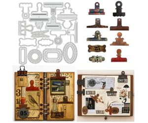 UNICRAFTALE 23Pcs Étampes Découpe Métal Vintage Trombone Plaque Porte Modèle Gaufrage 3D pour Cartes Scrapbooking Album Photo Journal Décor Artisanat Papier 13.9x13.1cm