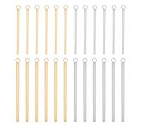 UNICRAFTALE 24 pièces 2 tailles 33 mm / 43 mm de Long Breloques en Acier Inoxydable Forme de Barre Pendentifs Or et Acier Inoxydable Couleur Charmes Collier en Métal Lisse Bricolage Pendentif