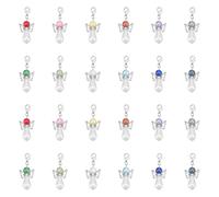 UNICRAFTALE 24pcs Marqueur de Point de Tricot avec Breloques D'Ange Gardien Marqueur de Point de Crochet en Perles Marqueur de Point de Verrouillage avec Fermoirs Mousquetons Amovibles pour le Tissage