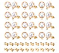 UNICRAFTALE 24Pcs Réels Plaqués Or 18K Perle Studs Boucles d'Oreilles Base Acier Inoxydable 12.5x10mm Demi Rond Fixations Boucle d'Oreilles Fermoir Acier Inoxydable Avec Boucle pour Création de Bijoux