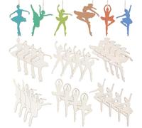 UNICRAFTALE 24pcs Silhouettes en Bois Artisanat de Ballerine Silhouette Non Fini Découpes de Ballerine Silhouette en Dentelle Ancienne Ornements Suspendus de Ballerine pour Projet Artisanat Décoration
