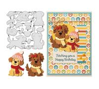 UNICRAFTALE 24Pièces Matrices de Découpe en Métal pour Animaux de Compagnie pour la Fabrication de Cartes pour Carnet de Notes Scrapbooking Anniversaire Pochoir Papier de Gaufrage DIY