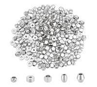 UNICRAFTALE 250 Pièces 5 Styles Perles D'Espacement Rondes Plates Perles Cubiques Lisses Perles Acier Inoxydable Perles Ovales pour la Fabrication de Bracelets de Colliers et de Bijoux