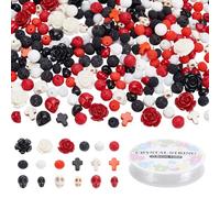 UNICRAFTALE 258 Pièces 18 Styles Perles Crâne Halloween 8 14mm Avec Perles Entretoises Turquoise Synthétique Teinté Pour Fabrication De Bijoux Bracelets Colliers Créations DIY