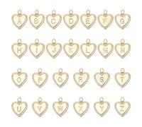 UNICRAFTALE 26 Pièces Charmes Lettres Cœur en Métal Pendentifs Mot A Z en Or avec Anneau de Jonction Mignons pour Création de Bijoux DIY Collier Bracelet Mariage 16x15mm